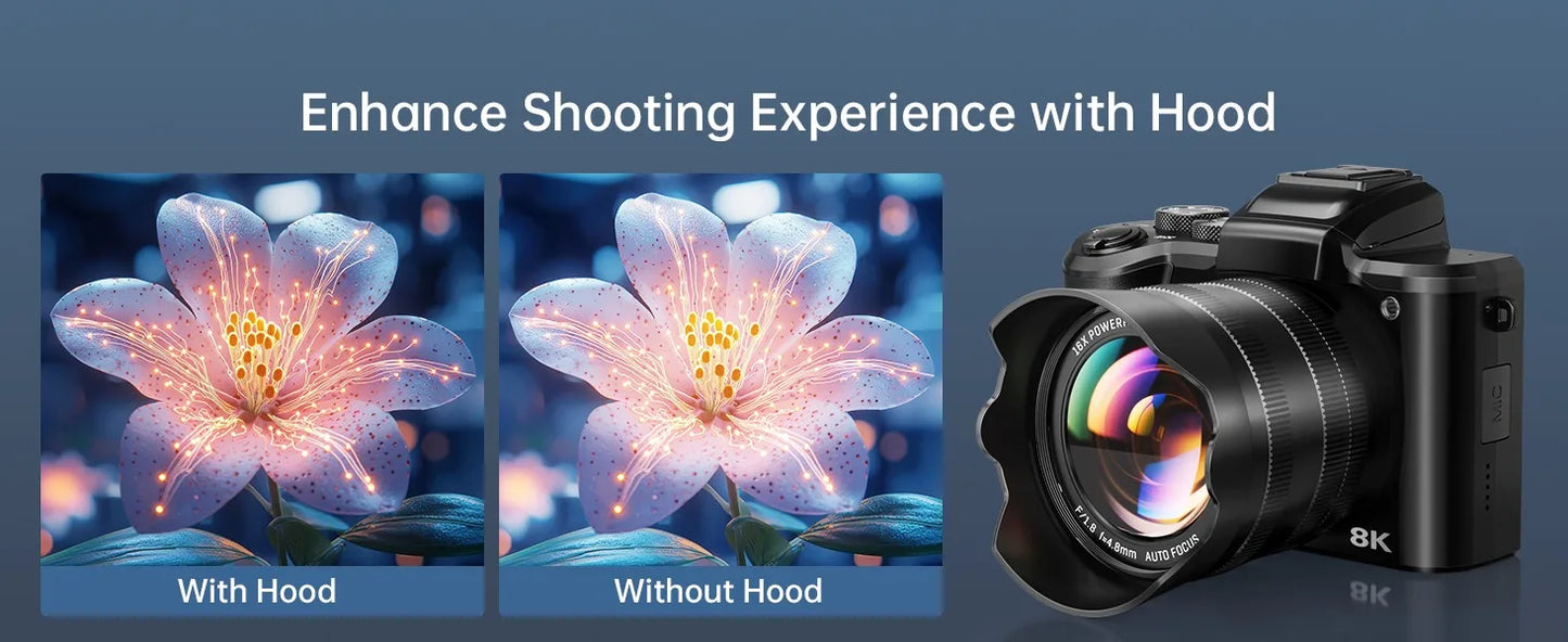 8K Digitalkamera für Fotografie Autofokus WiFi 88MP Vlogging-Kamera mit Dual-Objektiv 16X Digitalzoom Touchscreen Reisekamera