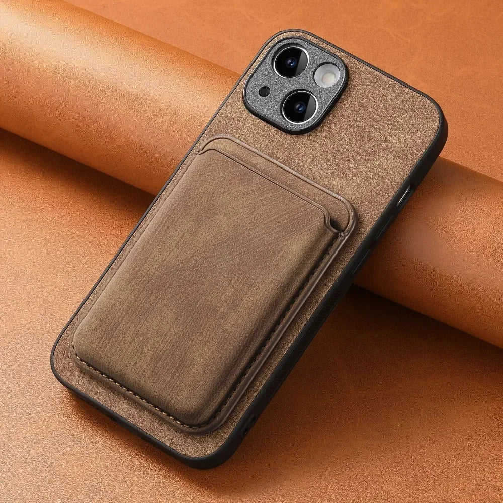 Vintage-Lederhülle mit abnehmbarem magnetischem Kartenhalter für iPhone 17 Air 16e 16 Pro Max 15 14 Plus 13 12 11