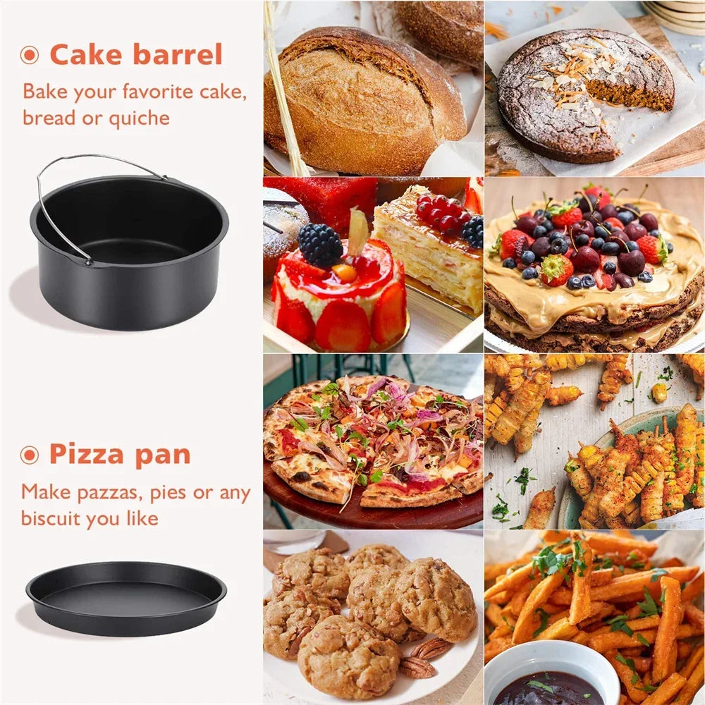 Moules à gâteau ronds antiadhésifs de 6/7/8 pouces, moules de cuisson avec poignées pour friteuse à air, moules à pizza pour four de cuisine