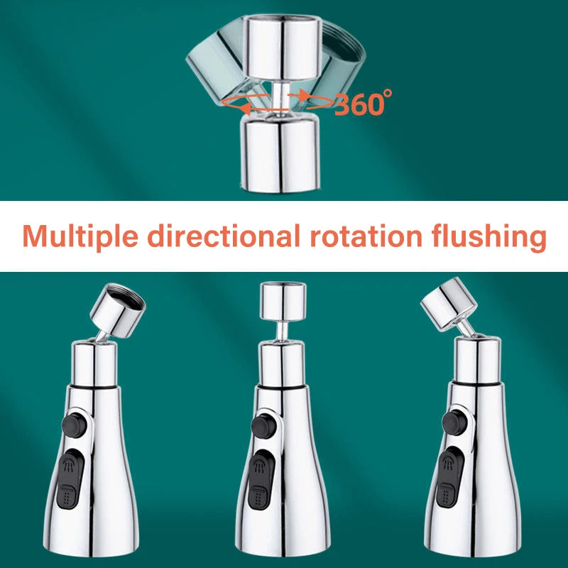 3-in-1 Küchenarmaturen-Verlängerung Universell 360° drehbar Ausziehbar Küchenhahn Mehrfachmodus Starke Spülkraft-Verstärker Küchenzubehör