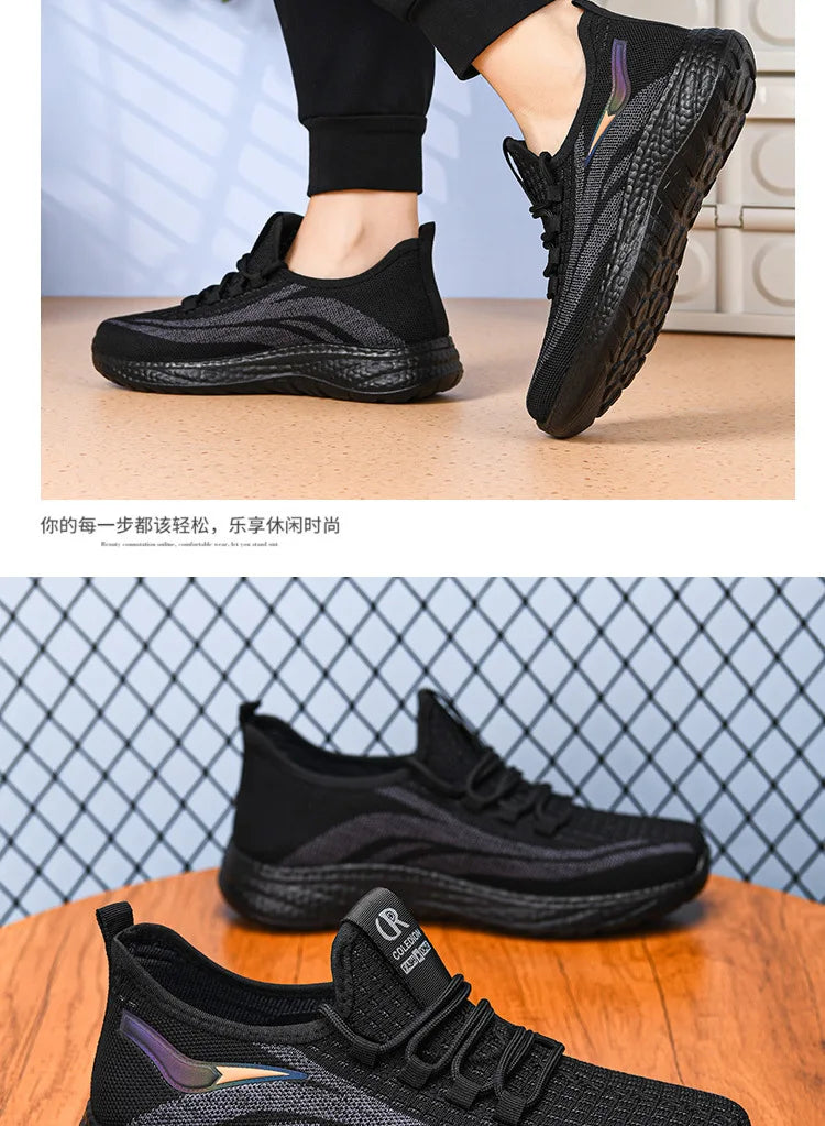 Chaussures de sport et de loisirs à semelle souple, anti-odeurs, respirantes et confortables pour hommes, idéales pour le travail, collection printemps et automne.
