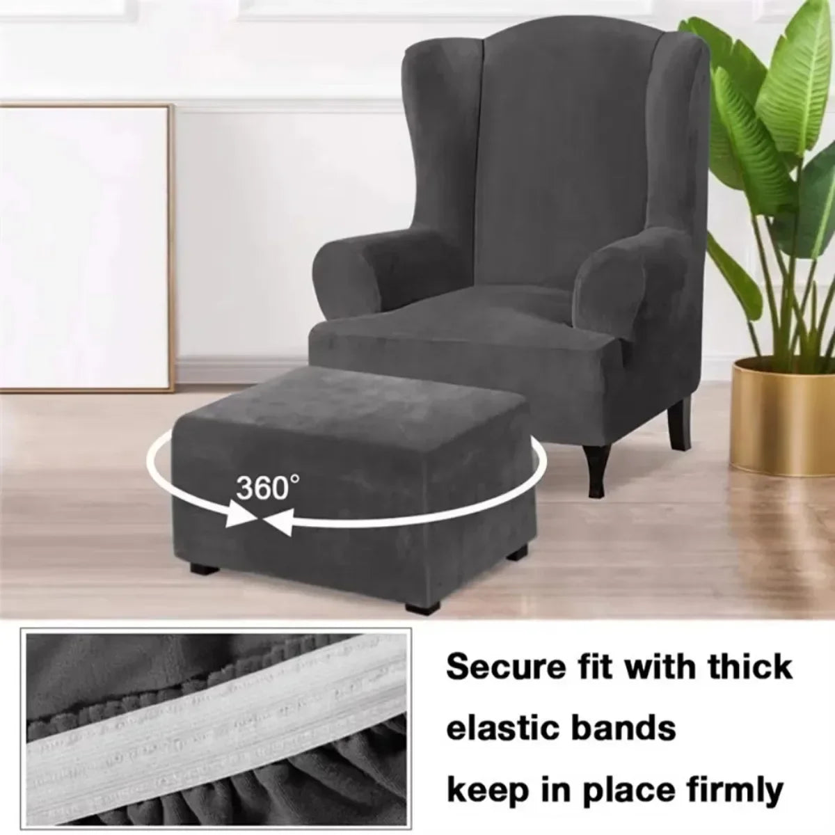 1 Housse de Tabouret Bas Rectangulaire en Velours Élastique, Épaisse et Ultra Douce, Antidérapante et Lavable, Protection de Meuble