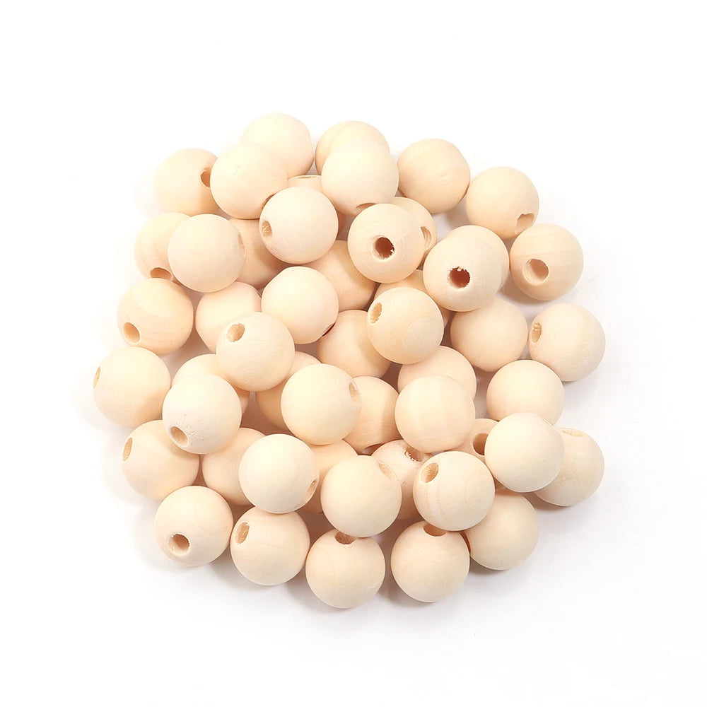 30-100 pièces/lot Perles rondes en bois couleur bûche 6/8/10/12/14/16/18/20/25/30mm Perles entretoises lâches pour accessoires de fabrication de bijoux DIY