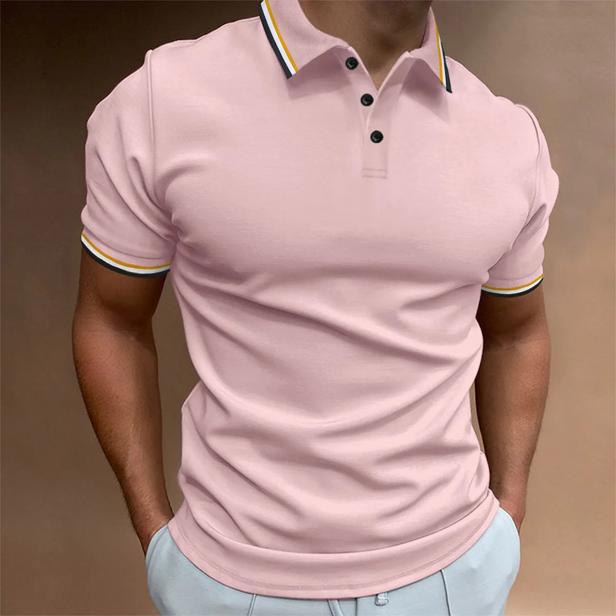 2025 Hot Sale Men's Summer Casual Breathable Comfortable Polo Shirt Men's Solid Color High Quality Short Sleeve T-Shirt