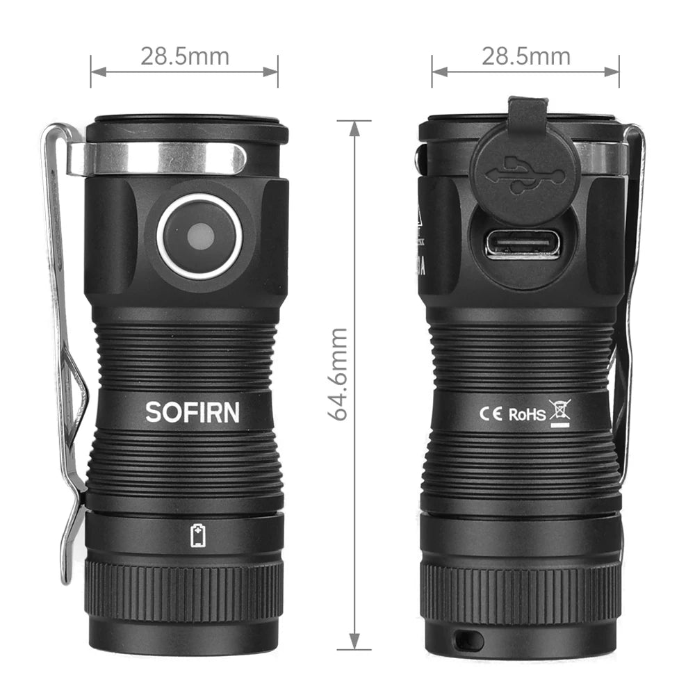 Sofirn Mini SC13A Anduril Lampe torche puissante 519A LED 1300lm 18350 Lampe LED rechargeable 95 IRC élevé avec aimant