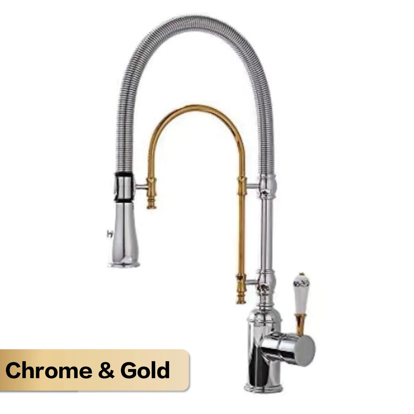 Mitigeur de cuisine AITANA de luxe en laiton doré, design rétro, monocommande double contrôle chaud et froid, 2 fonctions