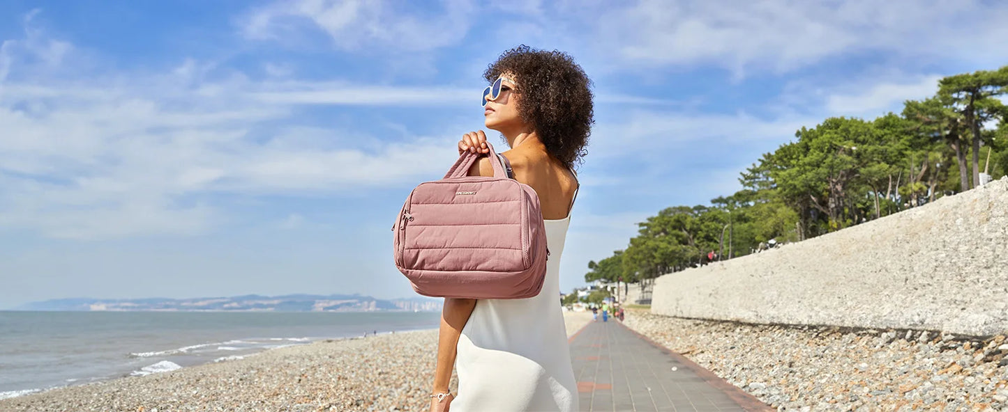 BAGSMART Kulturbeutel mit großer Kapazität, Make-up-Tasche mit Öffnung, tragbare Kosmetiktasche mit Griff für Accessoires und Toilettenartikel