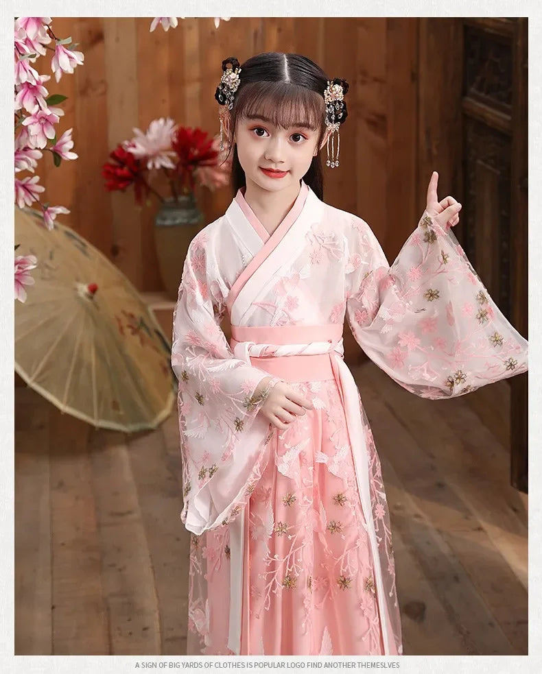 Robe chinoise Hanfu moderne pour fille, tenue d'Halloween de fée, Vêtements pour enfants, Vestidos, Costume traditionnel de Cosplay, Robes pour filles