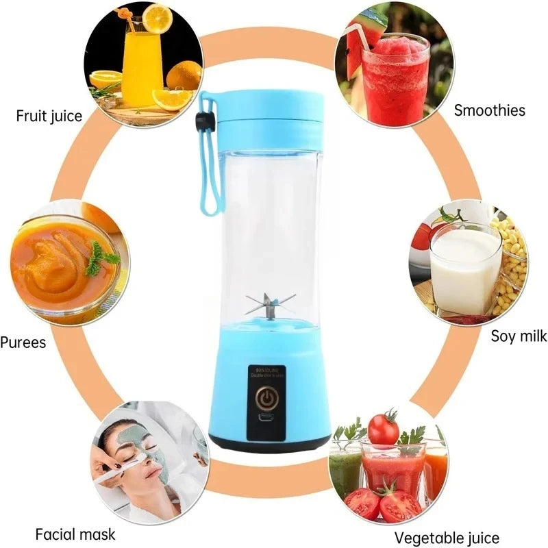 Mini-mixeur de jus domestique 380 ml, presse-agrumes électrique USB rechargeable, mixeur à smoothies portable pour pique-nique en extérieur