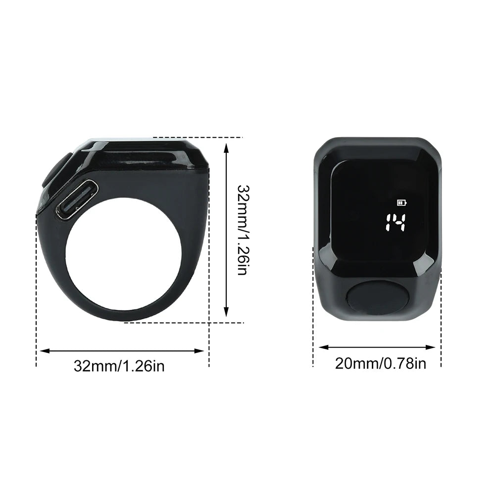 Portable Bluetooth Counting Ring Time Reminder Digital Display Counter Smart APP Ring Counter Wearable Tasbih Zikr Ring Misbah