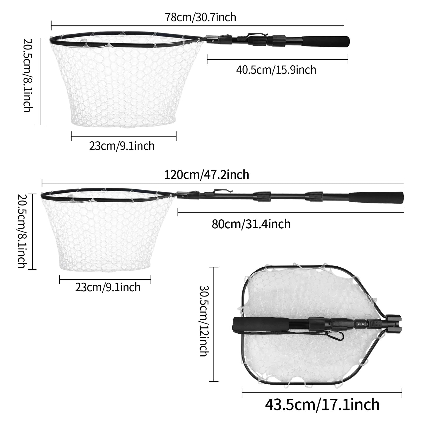 Angelwerkzeug-Set, Angelnetz mit Zange, Hakenlöser, Fischgreifer für Kajak, langlebig, zusammenklappbar, Angelzubehör, Männergeschenke