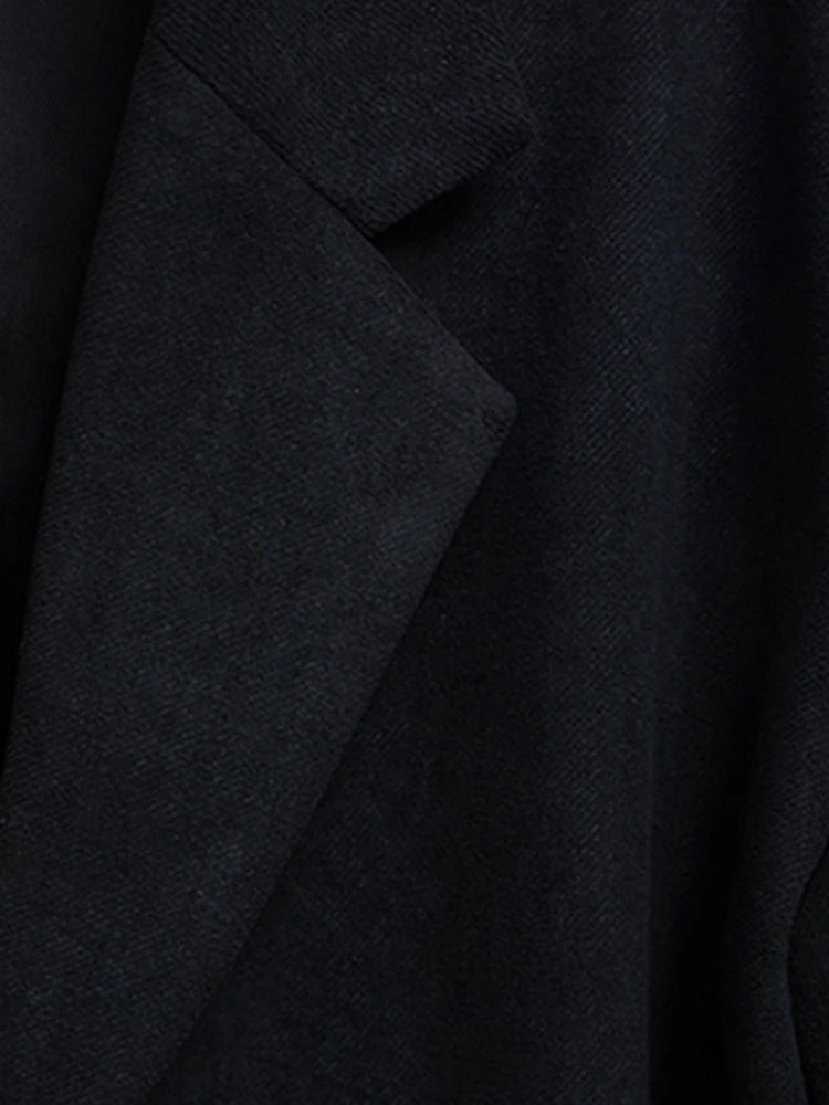 Mauroicardi Herbst Winter Langer Oversized Schwarzer Woll-Trenchcoat Herren Schulterpolster Einreihiger Luxus-Cocoon-Mantel 2022
