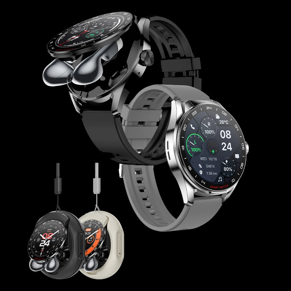 2025 Neue NFC Herren Smartwatch Bluetooth-Anruf Herzfrequenzüberwachung HD Großbildschirm TWS 2-in-1 Sport-Trajektorie Damen Smartwatch