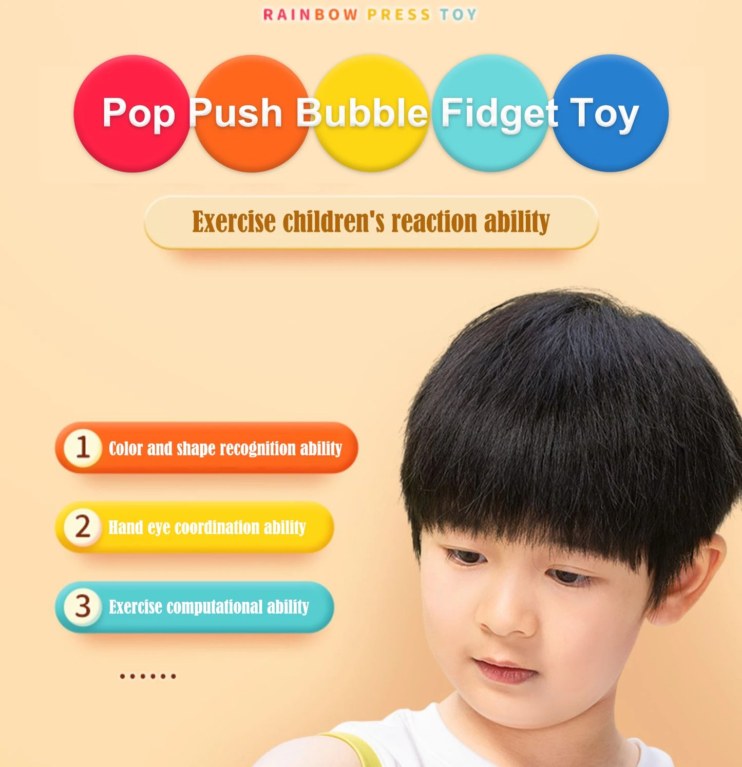 Regenbogen Pop Push Bubble Fidget Anti Stress Spielzeug für Erwachsene Kinder besondere Bedürfnisse sensorisches Spielzeug interaktives Spielzeug für Kinder