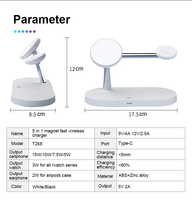 3-in-1 Magnetisches kabelloses Ladegerät für iPhone 16 15 14 13 12, Schnellladestation für Apple Watch 10 9 8 7 6 5 4, Airpods 2 3 Pro