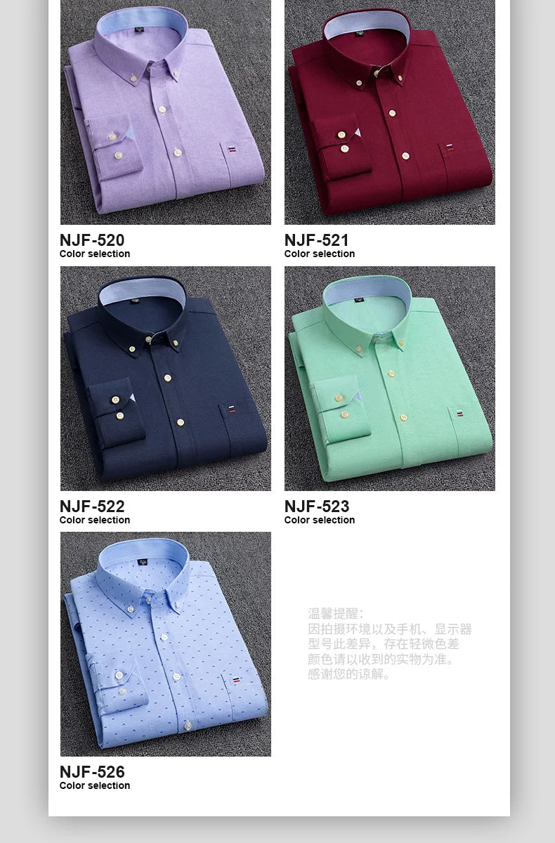 100-220 catties Plus Size Men's Shirt 100% Cotton Long Sleeve Business Casual All Oxford Spinning Plus Size Plaid Shirt