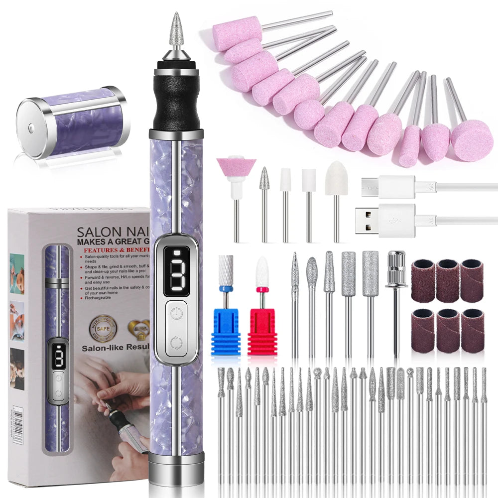 YIKOOLIN Tragbares elektrisches Nagelbohrerset, 4 Geschwindigkeiten, professionelles Maniküre-Pediküre-Set für Nagelsalons, Peeling und Polieren