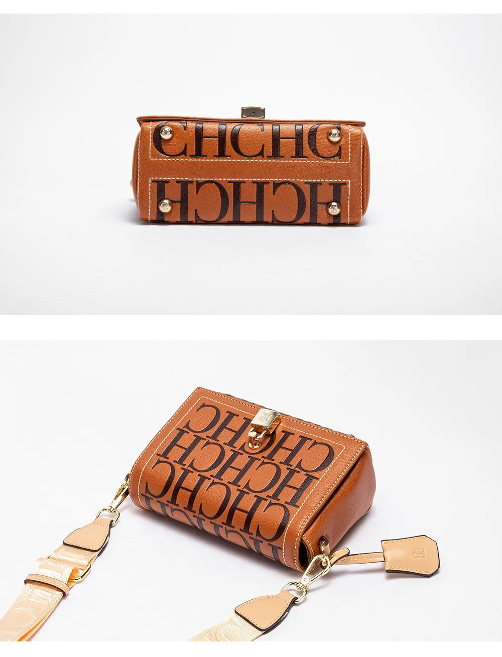 CH Womens Shoulder Bag Luxury Brand 2025 Fashion Solid Color Printed Handbag Fashion Design Model Metal Accessories Buckle