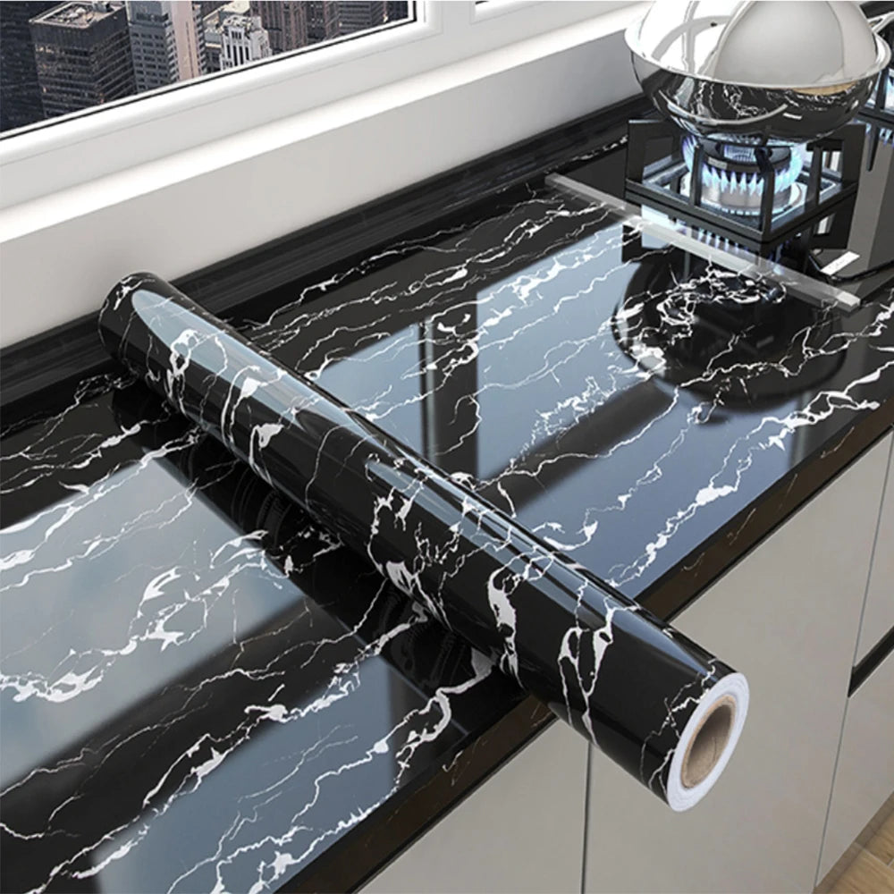 Marmor Selbstklebende Küchenfolie - Wasserdichte Ölbeständige PVC Vinyl Tapete für Arbeitsplatte, Spritzschutz, Fliesen | Leicht Anzubringen & Wieder Ablösbar