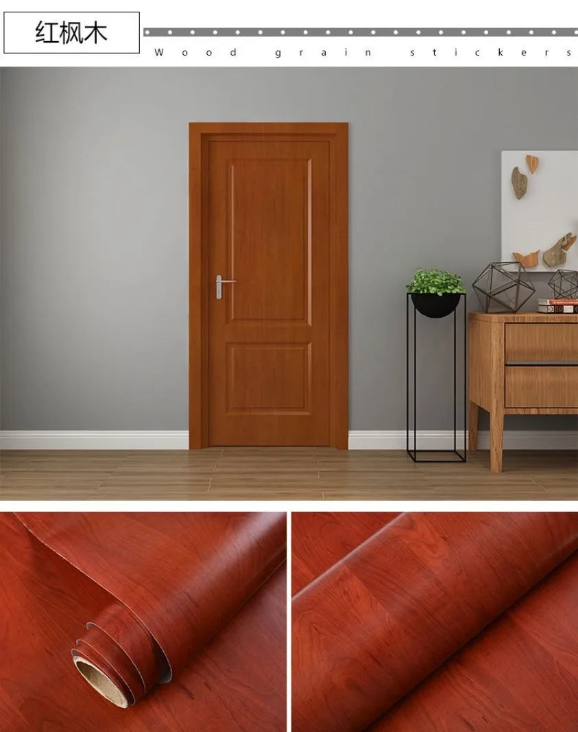 90CM Width Wood Grain PVC Wallpaper for Door Wardrobe Cupboard Table Furniture Waterproof Self Adhesive Stickers Home Decor Film
