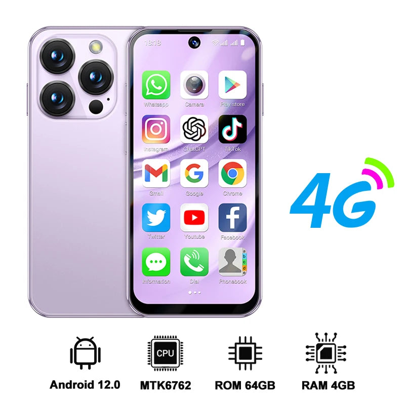 SERVO 19PRO Android Mini Smartphone 4G Cellular 6GB+128GB 3.88" HD Display Face Unlock 2 SIM Small Mobile Phones GPS Play Store