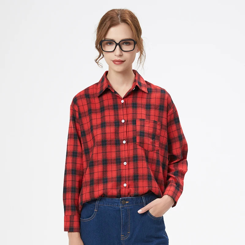 Women's Plaid Shirt 2025 New Ladies Loose Casual Blouse and Tops Fresh College Style Female Long Sleeve Shirts Women Clothes