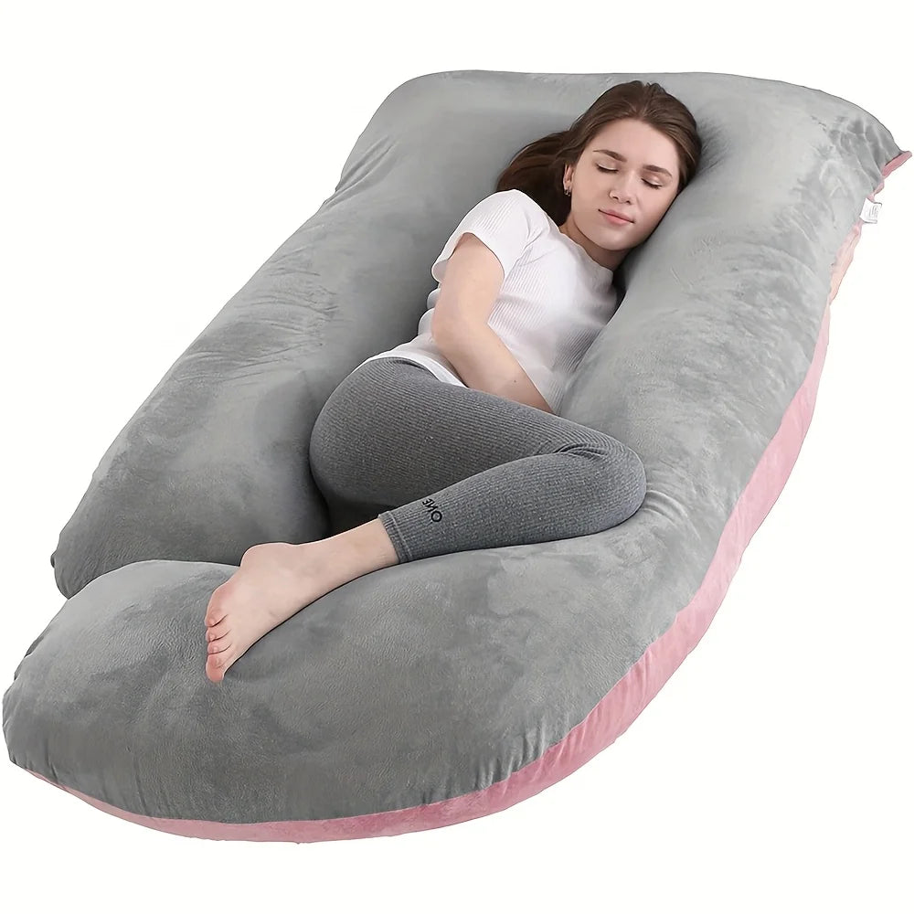 60-inch Full Body Pillow, Maternity Pillow, Maternity Full Body PillowwithPillowcase,Full Body Pillow with Back, Leg.(135X75X60）
