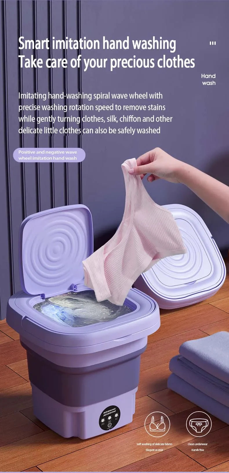 8L Faltbare Waschmaschine mit Schleudertrockner für Wohnungen, Reisen, tragbar, für Socken, Unterwäsche, Slips, Babykleidung