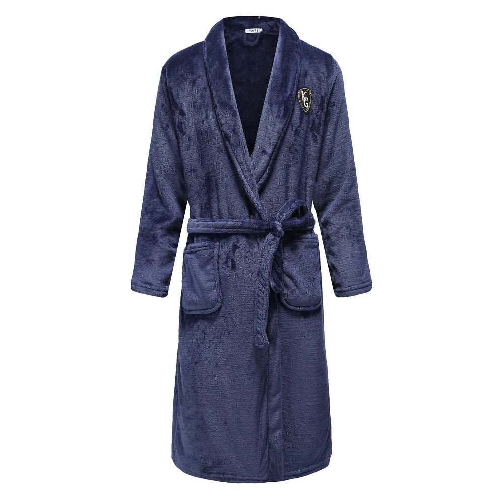 Peignoir Homme Polaire Épais Chaud Coral Fleece Flanelle Vêtement de Nuit Robe de Chambre Lingerie D'intérieur Vêtement D'intérieur Ample Peignoir