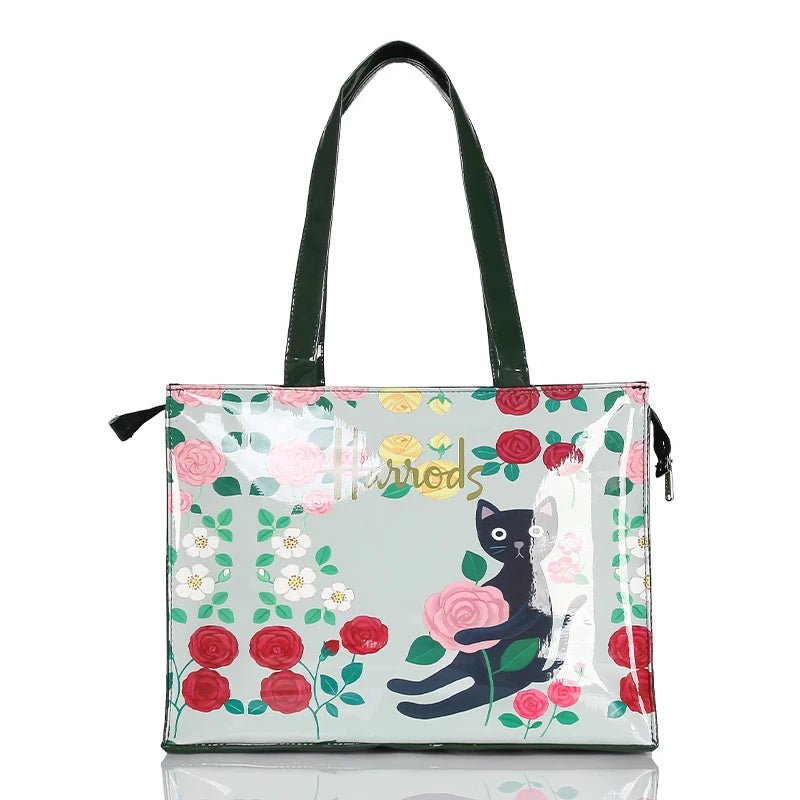 Horizontal Edition PVC Reusable Shopping Bag Eco-friendly London Lady Shopper Bag Large Capacity Waterproof Handbag Shoulder Bag