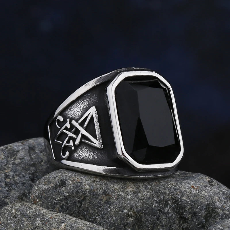 Simple Mode Edelstahl mit schwarzem Achatstein Ringe für Herren Damen Hochwertiger Hochzeitsschmuck Geschenke Dropshipping