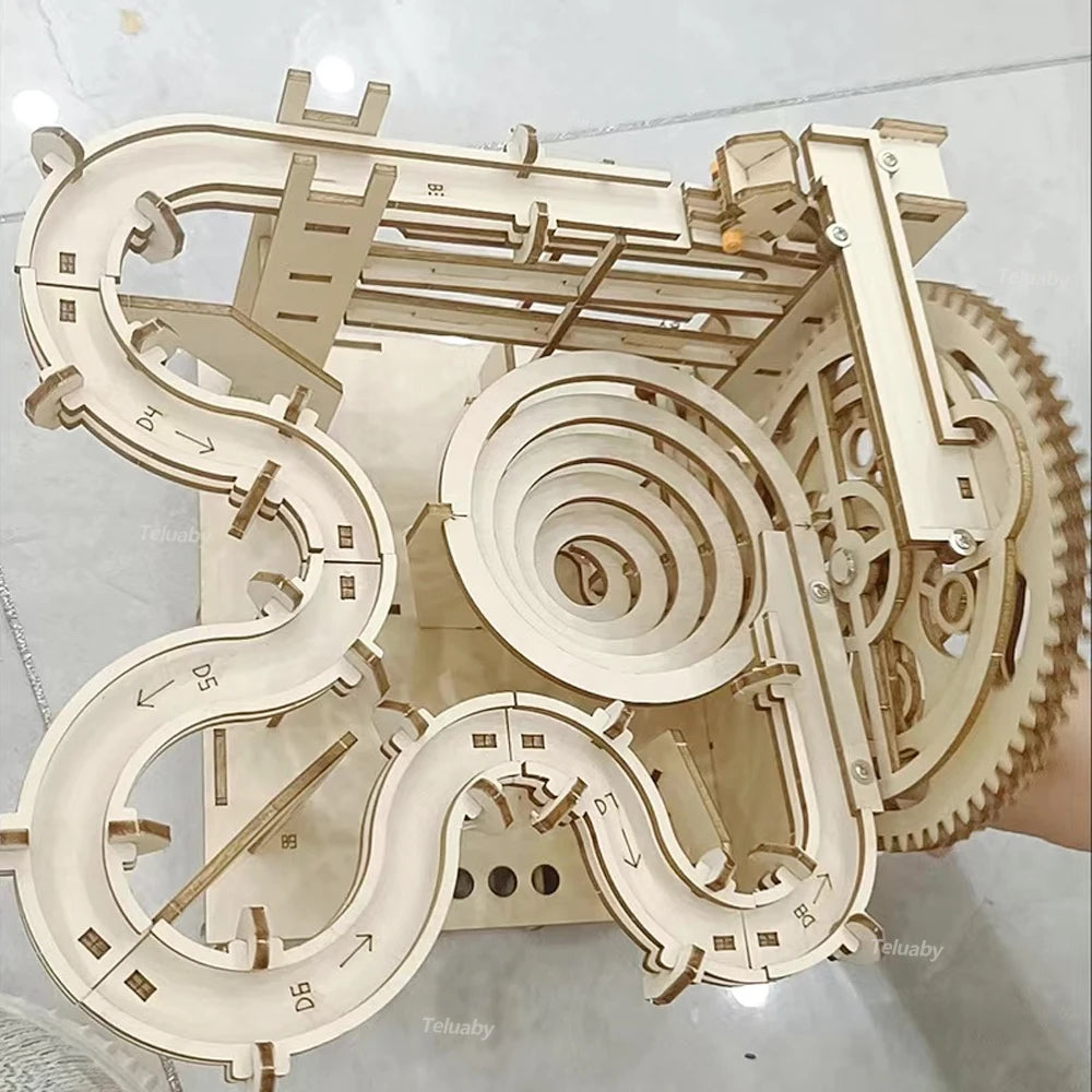 Maquette mécanique 3D en bois à monter soi-même – Kits de construction – Jeu de labyrinthe à billes avec 4 billes – Cadeau pour adultes et enfants