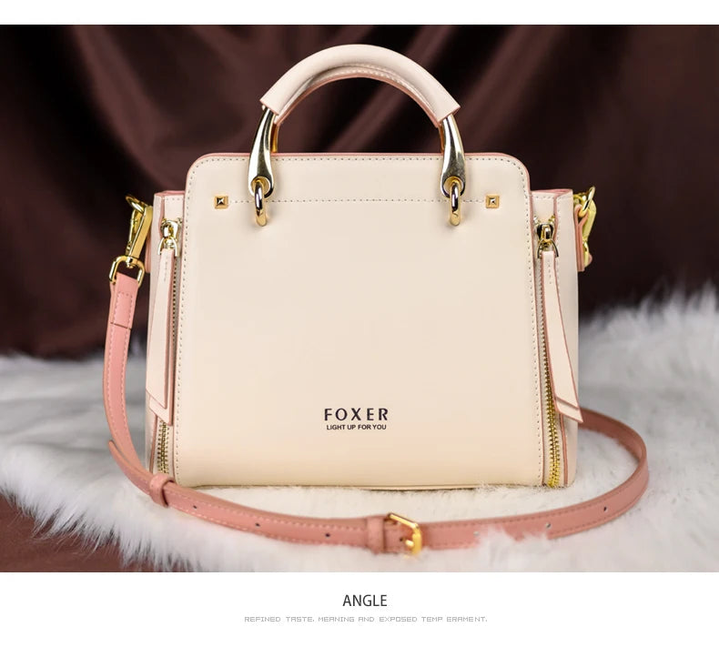 FOXER Spaltleder Damen Umhängetasche Elegante Handtasche 2026 Neue Große Damen Tragetasche Luxuriöse Designer Umhängetasche