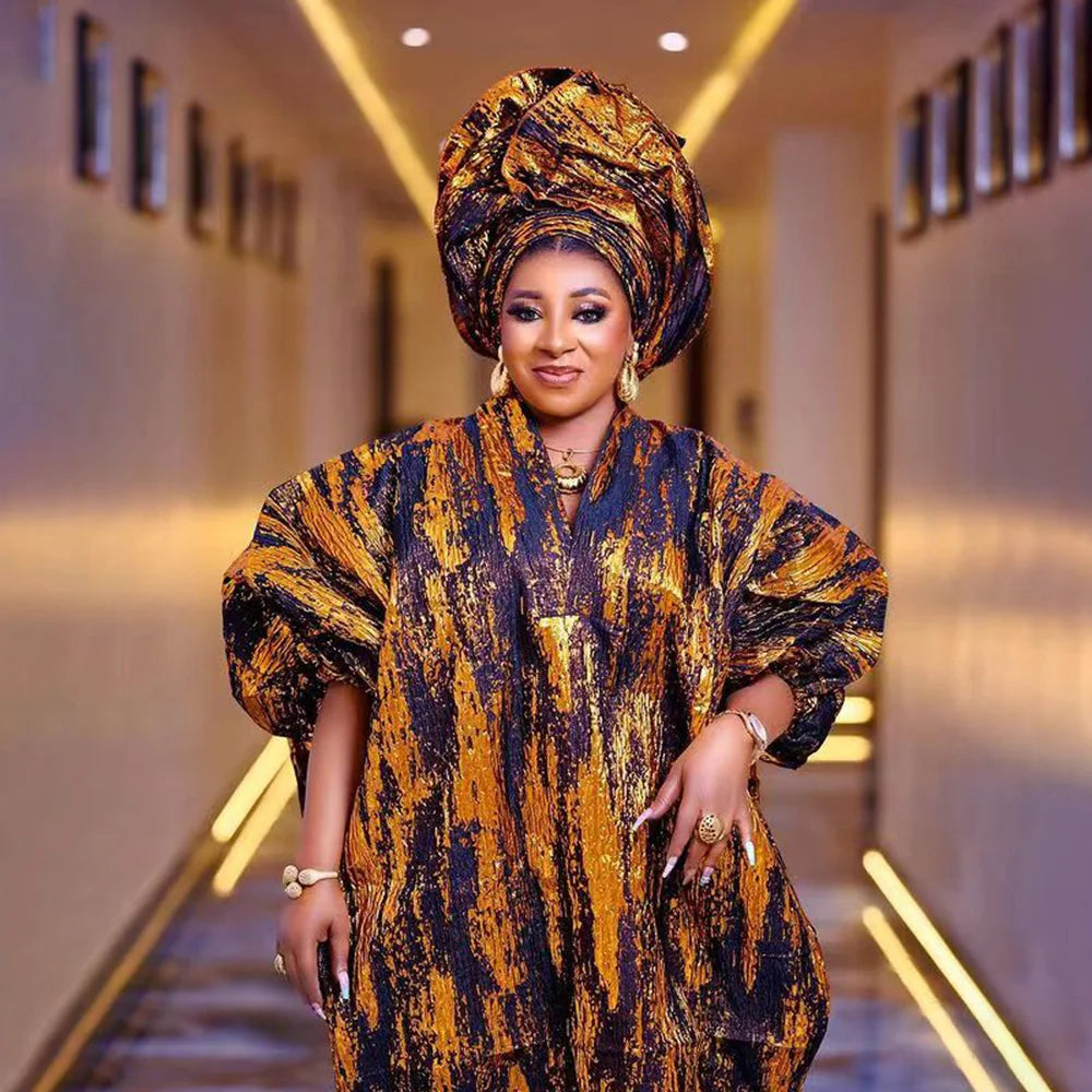 Empfehlen Sie luxuriöse, elegante Damenkleider aus Jacquardstoff, afrikanische Frauen Boubou, gehäkelter Umhang, afrikanische Kleidung