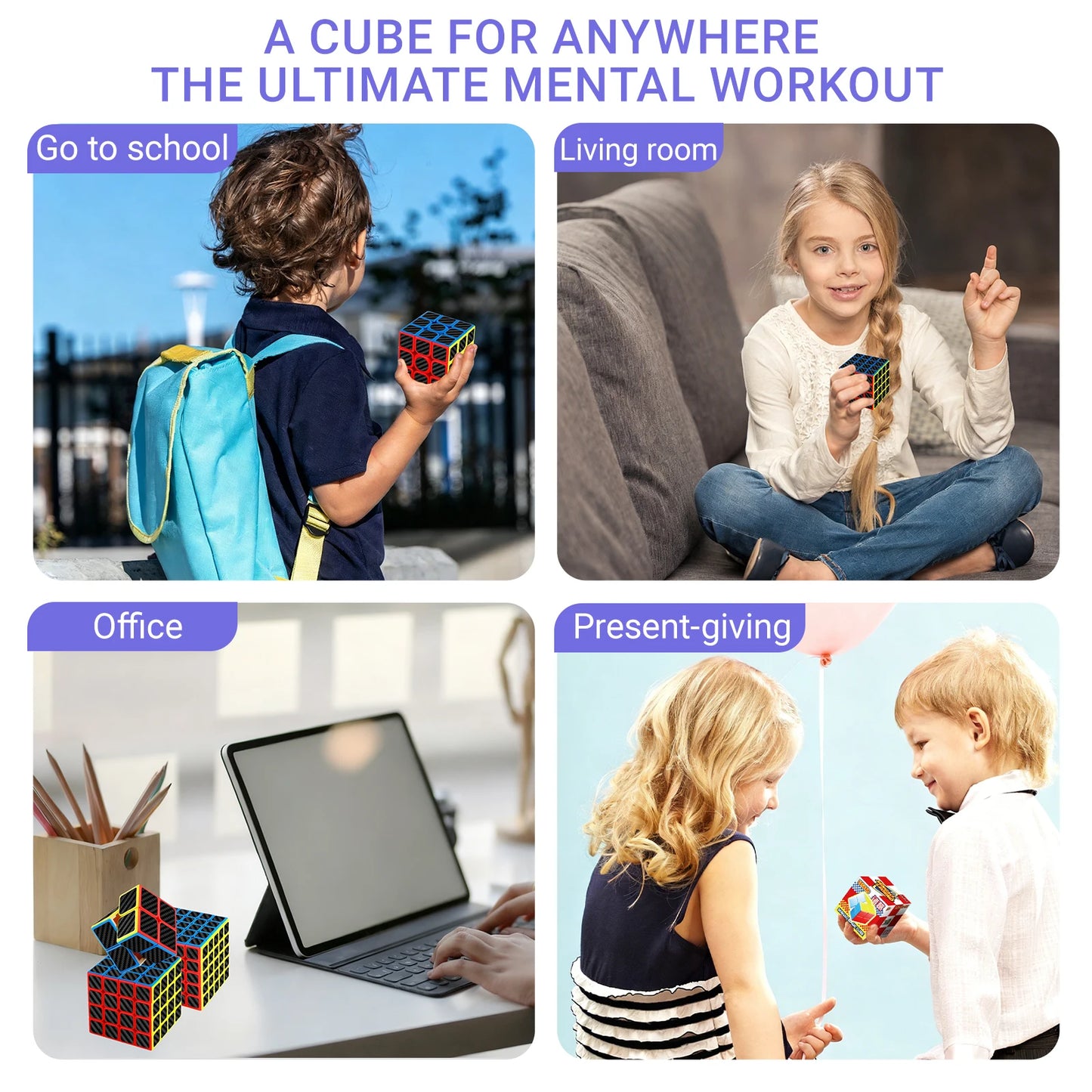 sengso Speed Cube 3x3 | Carbon Fiber Sticker Cube - Leichtgängiger Würfel Professioneller Schneller Puzzle-Würfel für Wettkämpfe Kinder & Erwachsene