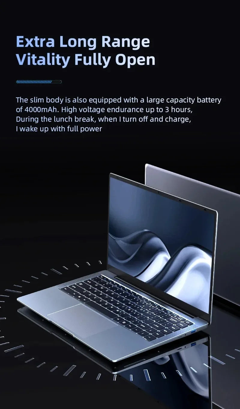 New Ultra Slim Laptop 14.1" 16GB RAM 2TB SSD Intel Pentium 4405U Notebook Gamer 1920*1080 Display Office Study Computer PC