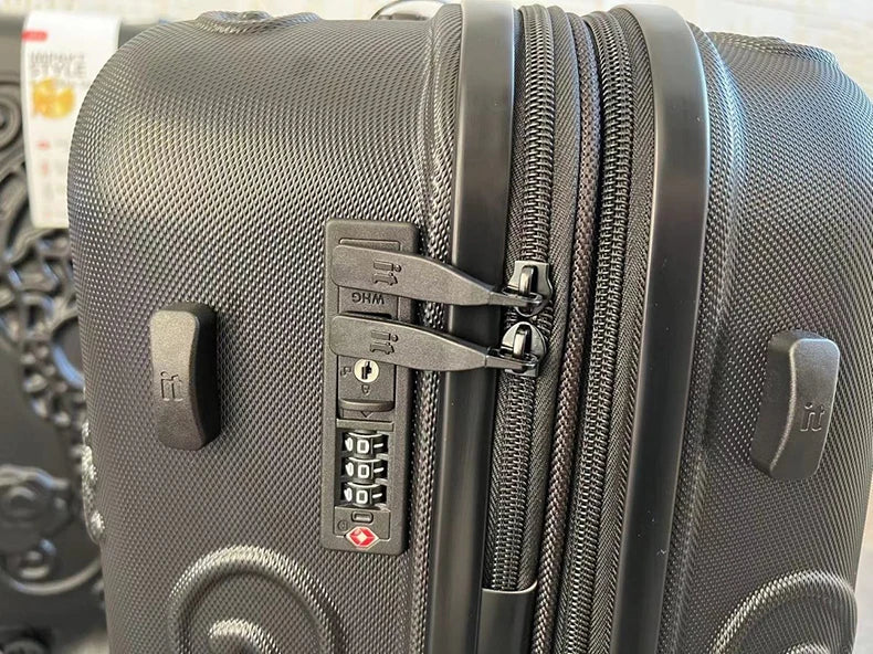 Personality pop elements travel luggage Punk Trend Skeleton suitcase 20" boarding box 24/28" customs lock carry on trolley bag