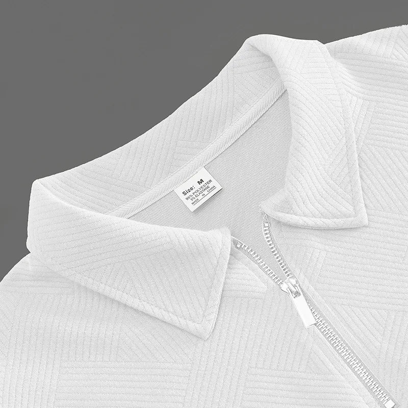 24 grenzüberschreitendes beliebtes Herbst-Langarm-Revers-Reißverschluss-Herren-Freizeit-Poloshirt