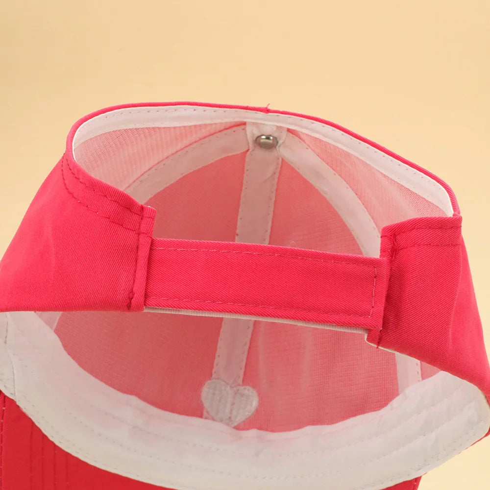 Casquettes de Baseball pour Enfants Garçons Filles Chapeau de Soleil Cœur Creux Amour Chapeaux à Queue de Cheval Haute Casquettes de Baseball Réglables pour Enfants de 4 à 12 Ans