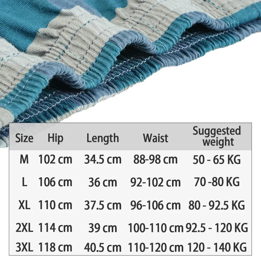 Herren reine Baumwolle Boxershorts Unterwäsche Hohe Taille Große Unterhose Lässiges Karo Übergröße Aro-Hose Pyjamahose für Zuhause M-3XL
