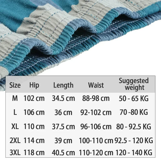 Caleçon Boxer en Pur Coton Homme Sous-vêtements Taille Haute Grande Taille à Carreaux Décontracté Pantalon Aro Grande Taille Bas de Pyjama à la maison M-3XL