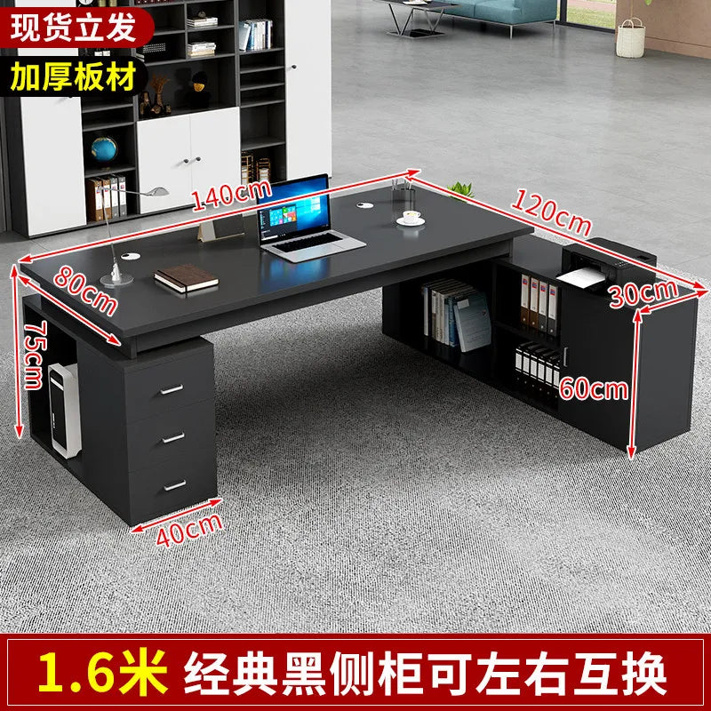 Bureau de bureau grand format de style chinois, design minimaliste, esthétique moderne, bureau universel, mobilier de maison.