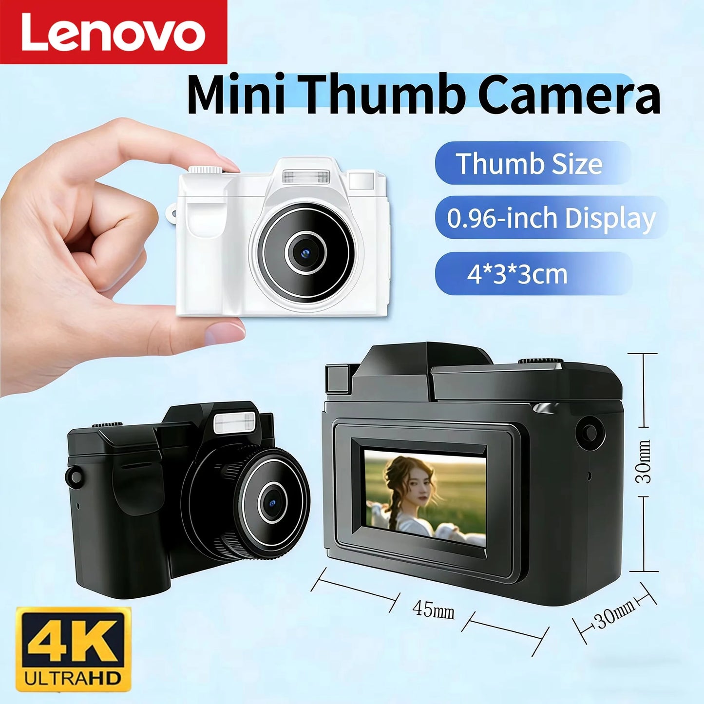 Lenovo Mini-Daumenkamera mit HD-Objektiv für Schüler zum Fotografieren Kompakt Tragbar mit Telefonübertragungsfunktion Geschenk