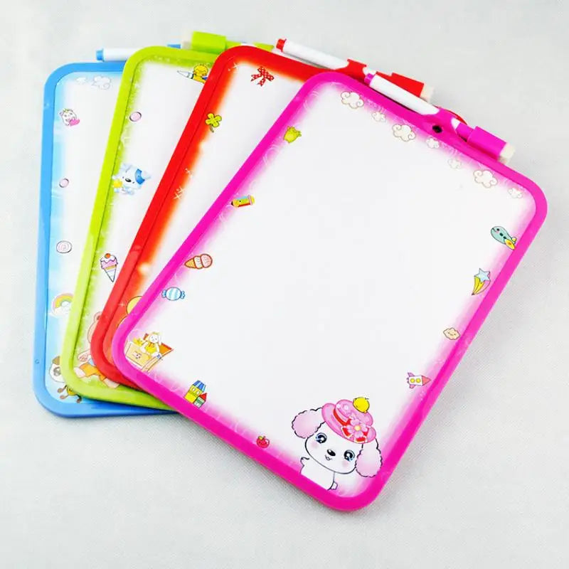 Tableau blanc pour enfants 26x19cm, effaçable à sec, cadre 4 couleurs, mini-tableau à dessin, petites ardoises à suspendre avec stylo