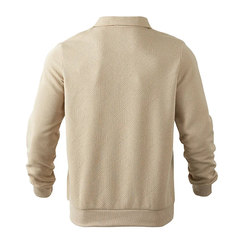 24 grenzüberschreitendes beliebtes Herbst-Langarm-Revers-Reißverschluss-Herren-Freizeit-Poloshirt