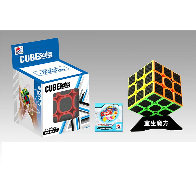 Yisheng Magic Cube 3x3 Puzzle Jouets Éducatifs Casse-tête en Fibre de Carbone Transfert Thermique Cubes Couleurs Macaron Bonbon Cadeau pour Enfants