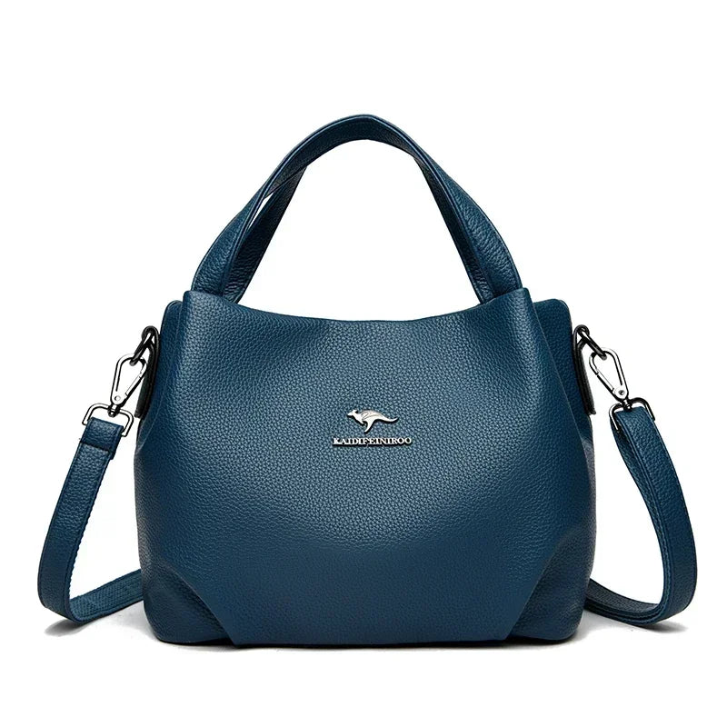 Damen Handtaschen aus weichem Leder Luxus Designer Handtasche Einfarbig Damen Schulter Umhängetasche und Geldbörse Pendler-Tasche