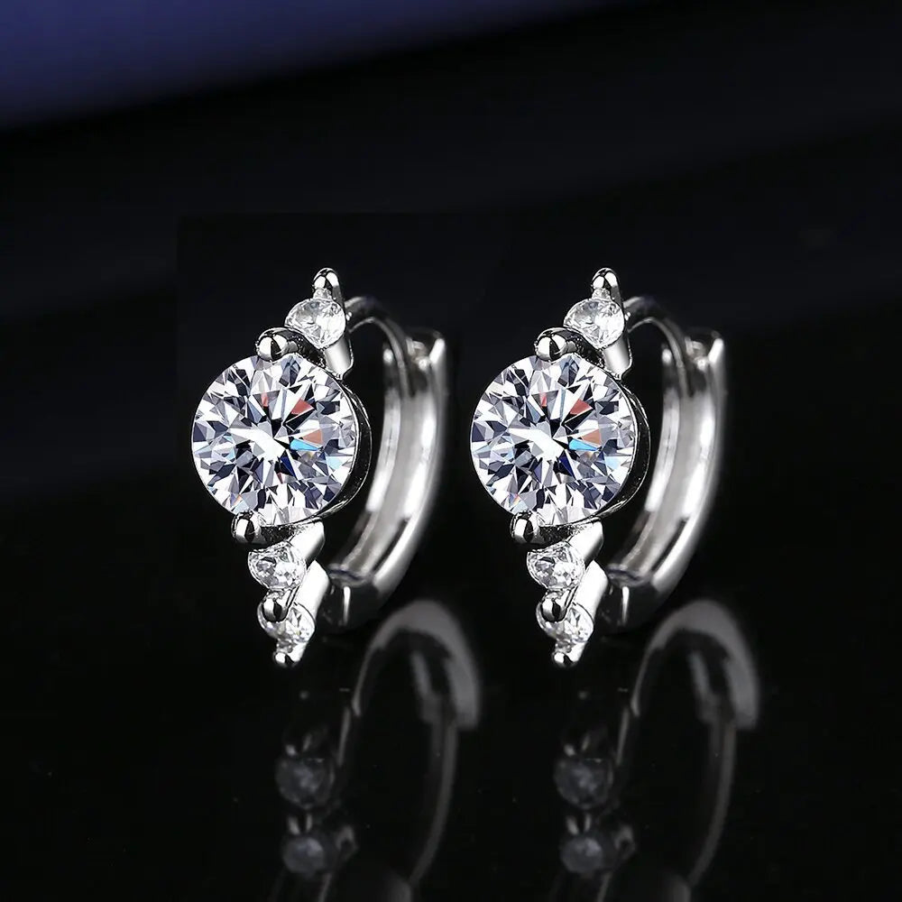 Ohrringe aus 925er Sterlingsilber, Schmuck, hochwertige Retro-Ohrringe mit einfachem Muster, lila-weiße Zirkon-Ohrringe, Bestseller