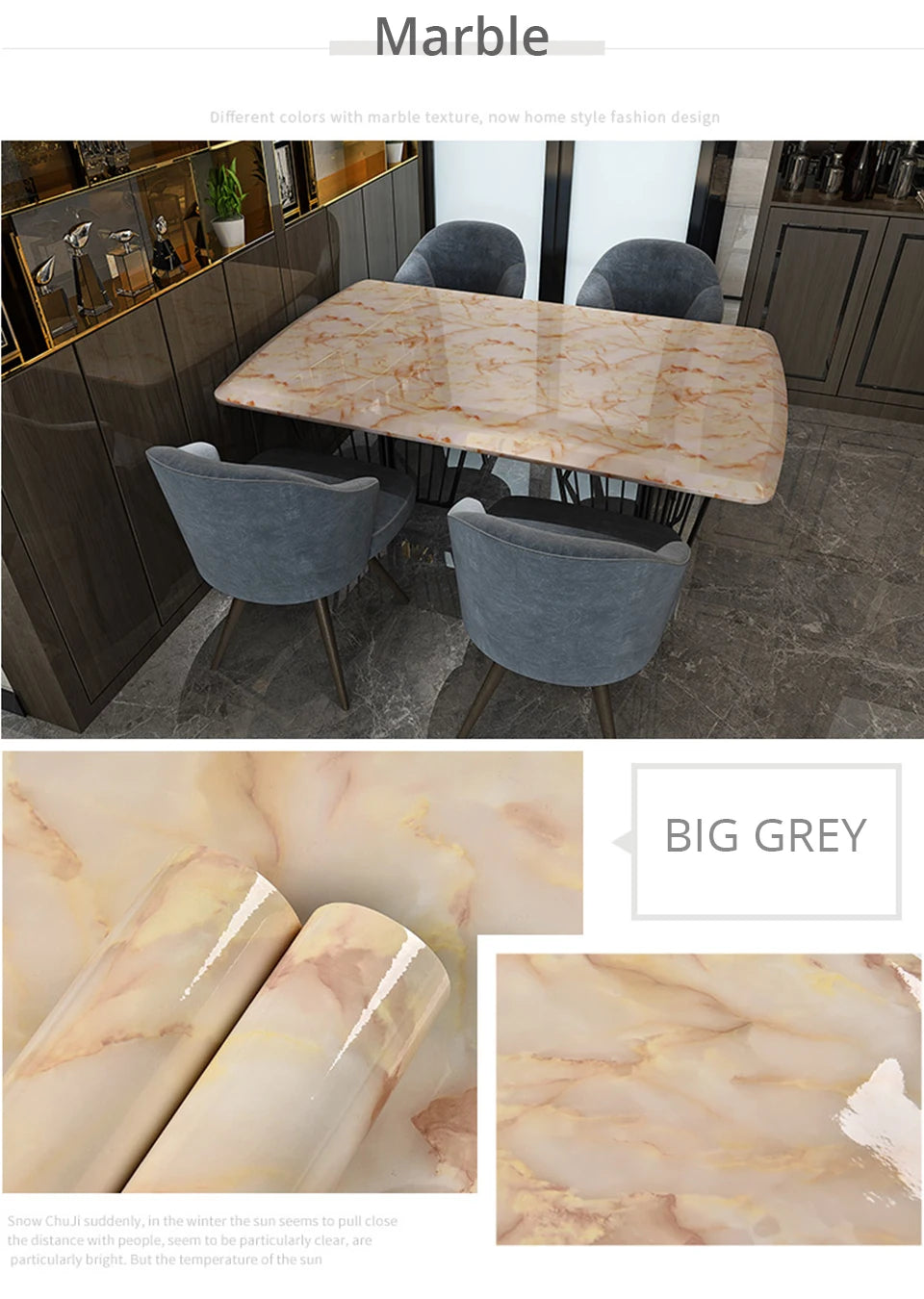 Autocollants de marbre en PVC, papier peint auto-adhésif, imperméable, résistant à la chaleur, pour comptoirs de cuisine, tables, meubles et armoires.