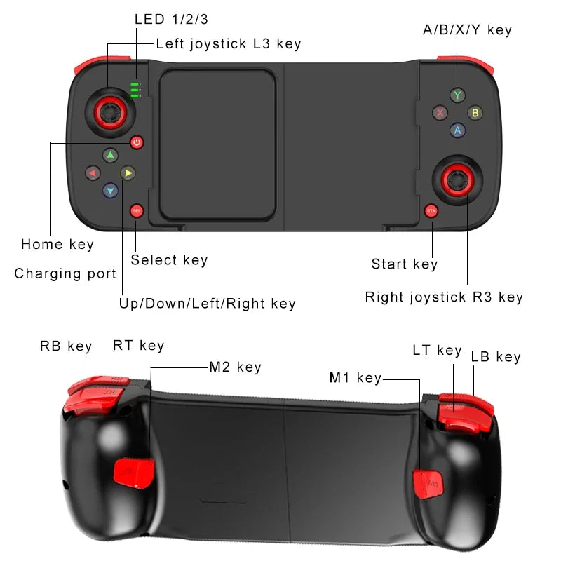 Kabelloser BT 5.0 ausziehbarer Gamecontroller für Mobiltelefon Android IOS Gamepad Joystick Eat Chicken Gamepad für PS4 Switch PC